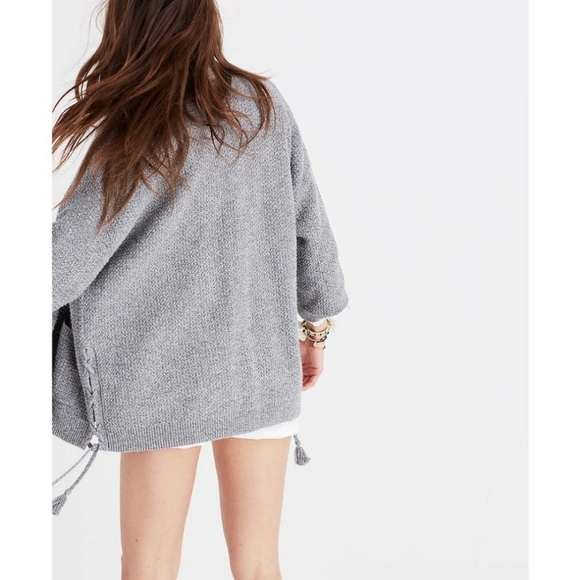 Madewell‎ Gray Cotton Side Lace Open Cardigan Sweater - Picture 8 of 14